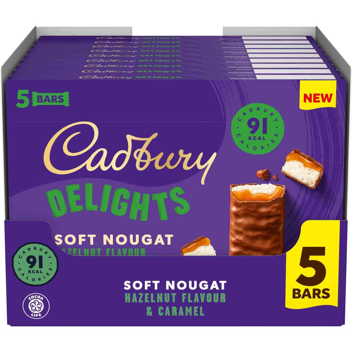 Cadbury Delights Soft Nougat Hazelnut Flavour & Caramel (Box of 9) - Chocolate Gifts Heaven