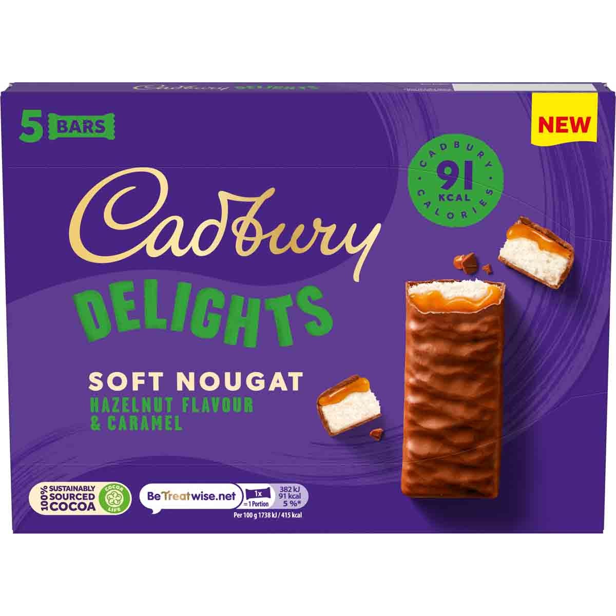 Cadbury Delights Soft Nougat Hazelnut Flavour & Caramel - Chocolate Gifts Heaven