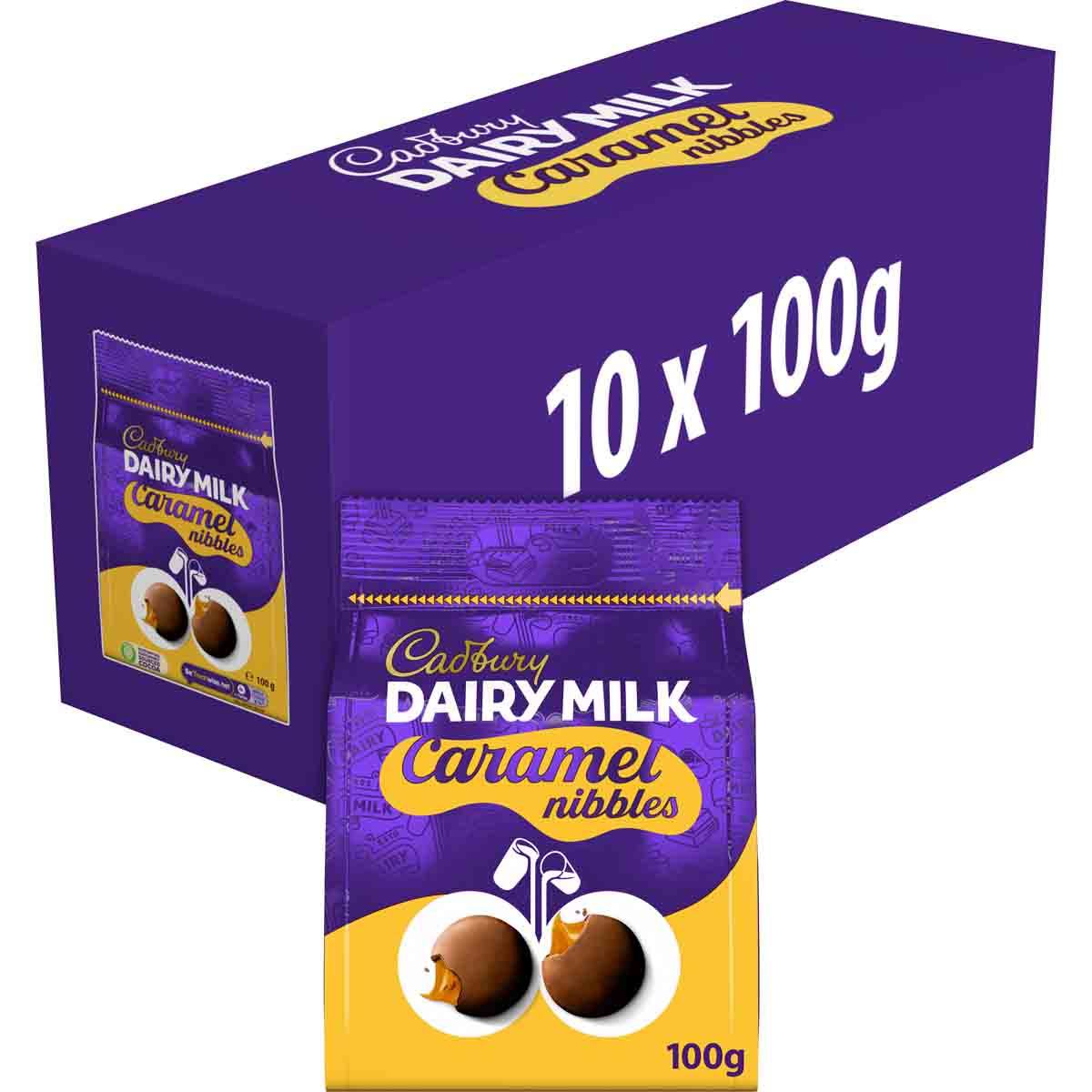 Dairy Milk Caramel Nibbles Chocolate Bag 100g (Box of 10)