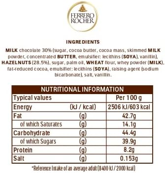 Ferrero Rocher Pralines, Chocolate Gift Box, Whole Hazelnut Covered in Milk Chocolate and Nut Croquante, Pack of 18 (225g)
