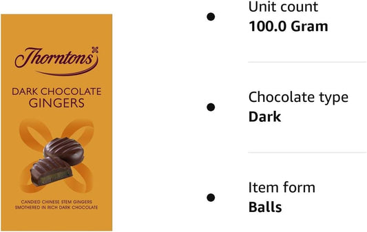 Thorntons Dark Chocolate Gingers Bag 100g - Chocolate Gifts Heaven