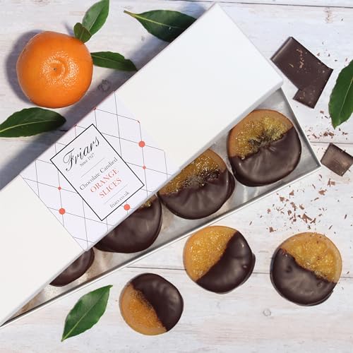 Friars 15 Chocolate Coated Orange Slices - 335G Pack | Sliced Candied Orange in Dark Belgium Choc | Premium After Dinner Treats For Special Occasions & Gifts | Suitable for Vegetarians - Chocolate Gifts Heaven