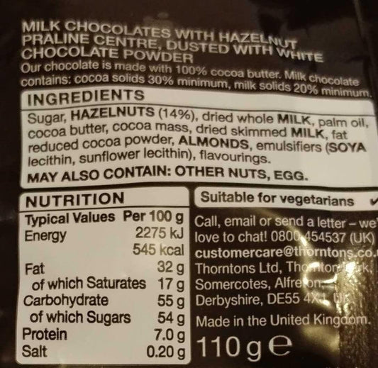 Thorntons Continental Alpini Praline Milk Chocolate Bag 110g - Chocolate Gifts Heaven