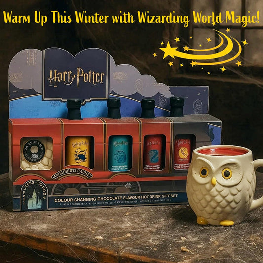 Harry Potter Hot Chocolate Gift Set - Hogwarts Express Coco Train of 4 x 42g Colour Changing Choxcolate Drinks with Marshmallows. Harry Potter Gifts for Stocking Fillers, Christmas Gifts for Kids