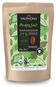 Valrhona Andoa Lait, 39% milk chocolate chips - Chocolate Gifts Heaven