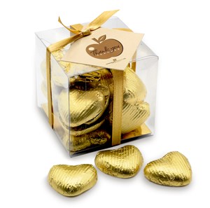 Thank You Teacher Gold Chocolate Hearts Gift Cube