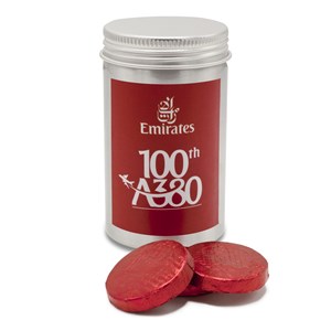 Branded Circular Tin of Chocolate Discs