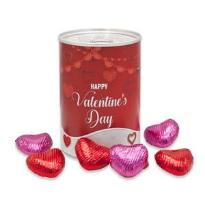 Branded Valentines Tin of Chocolate Hearts - Chocolate Gifts Heaven