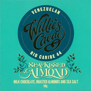 Willie's, Sea Kissed Almond, 44% milk chocolate bar - Chocolate Gifts Heaven