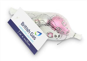Branded net of chocolate mice