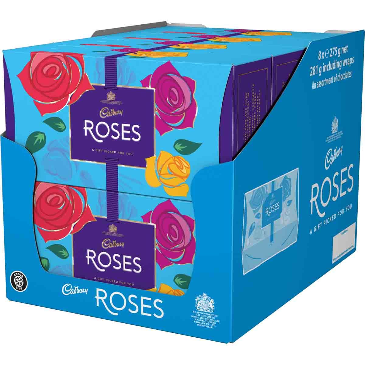 Cadbury Roses Chocolate Gift Carton 275g (Box of 8) - Chocolate Gifts Heaven