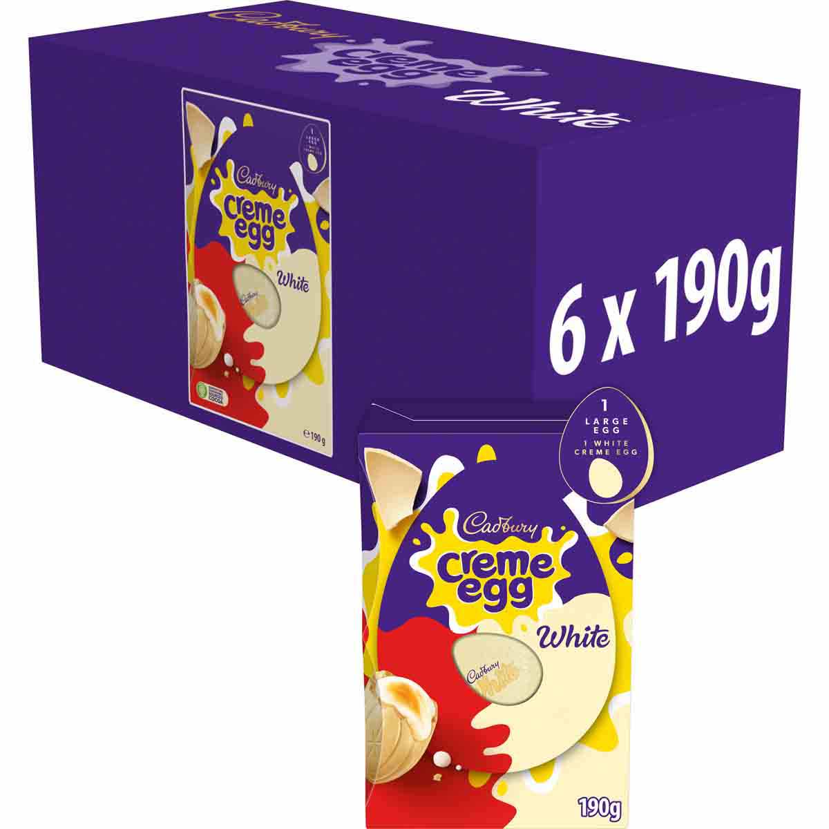Cadbury White Creme Egg Easter Egg L 190g (Box of 6)