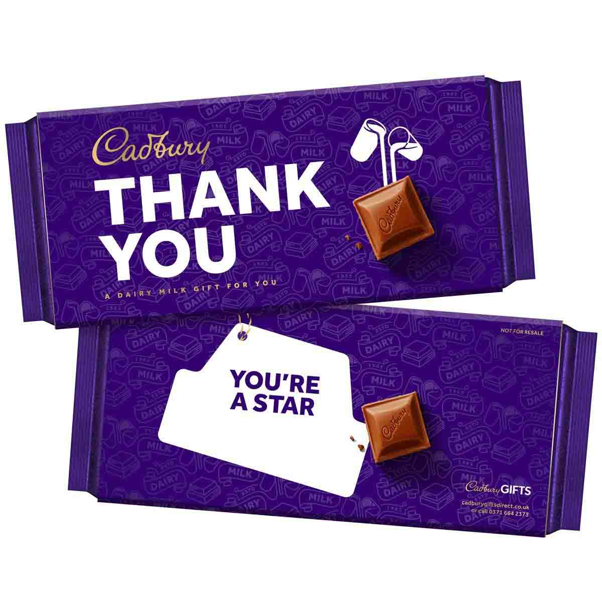 Thank You Dairy Milk Chocolate Bar (180g) - Chocolate Gifts Heaven