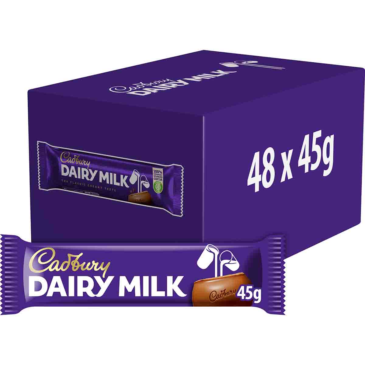 Cadbury Dairy Milk Chocolate Bar 45g (Box of 48)