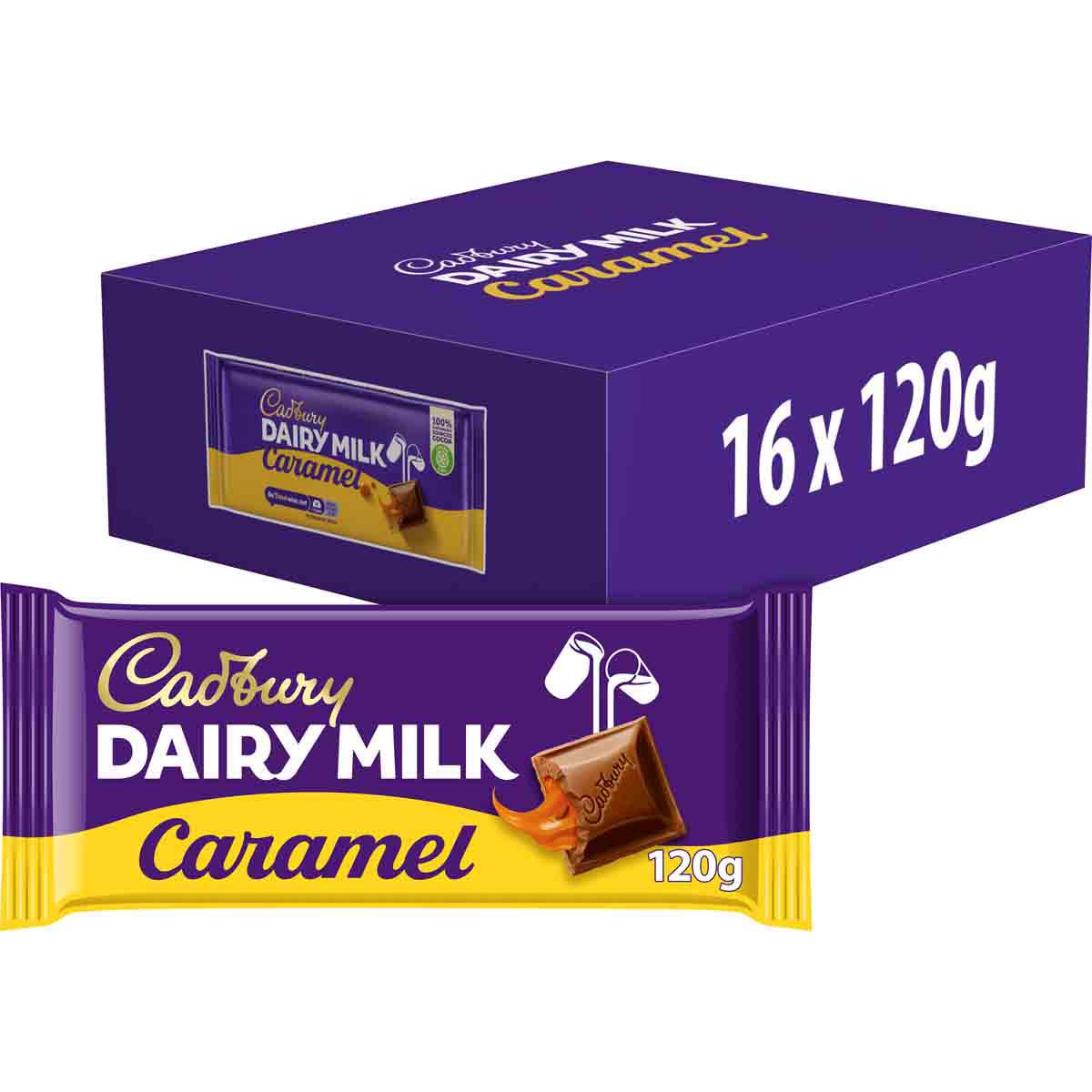 Cadbury Dairy Milk Caramel Chocolate Bar 120g (Box of 16)