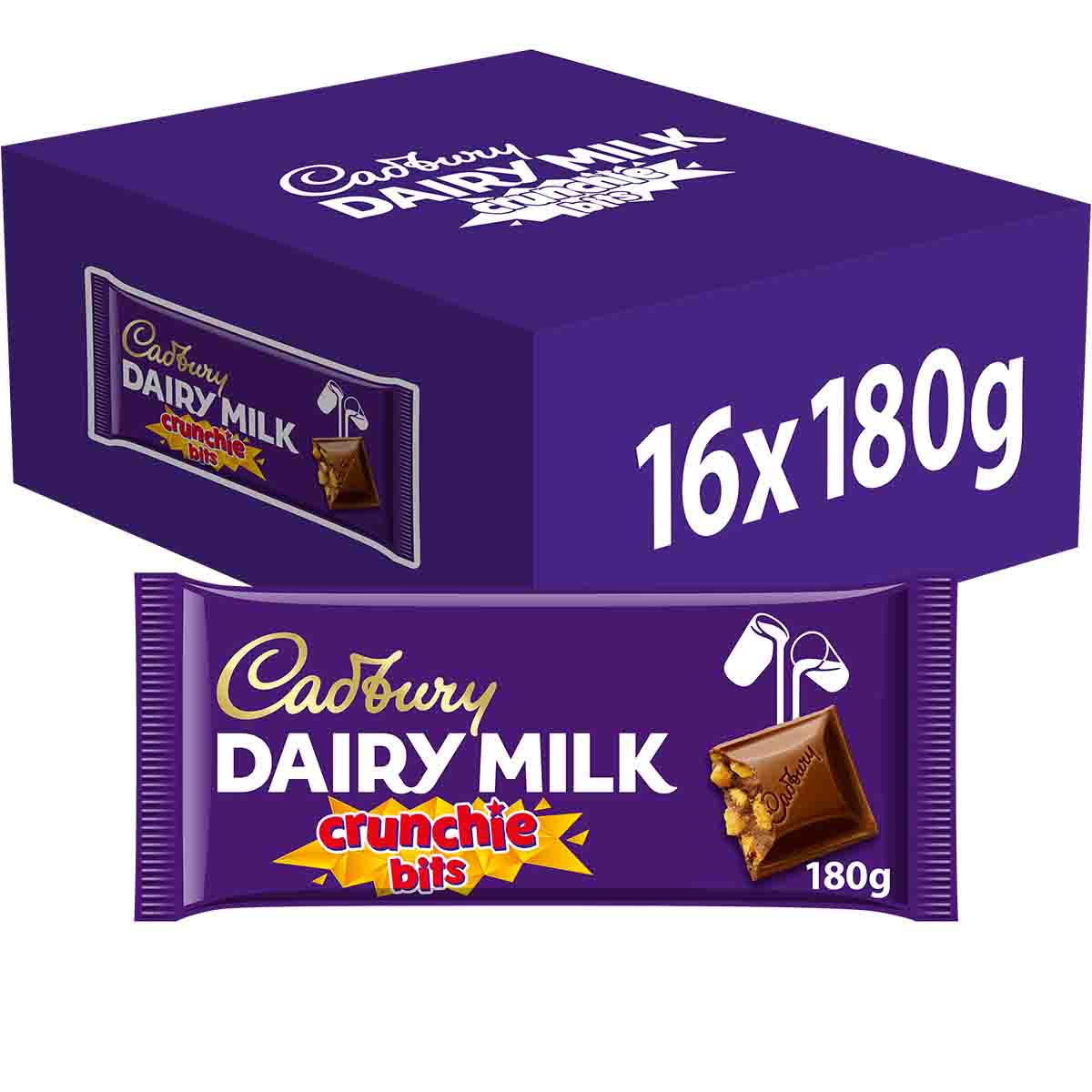 Dairy Milk Crunchie Bits Chocolate Bar 180g (Box of 16)