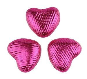 Fuchsia pink chocolate hearts - Bag of 20 - Chocolate Gifts Heaven