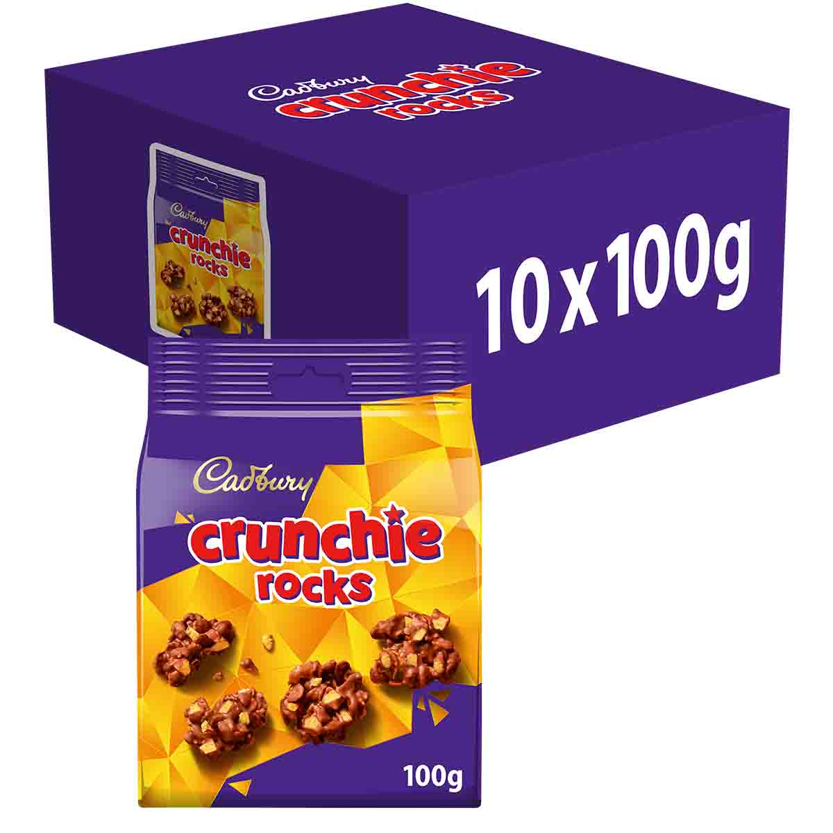 Cadbury Crunchie Rocks Chocolate Bag 100g (Box of 10)