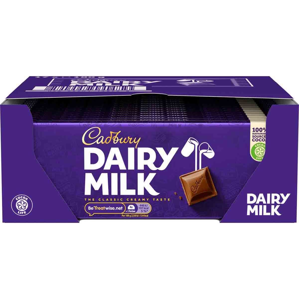 Cadbury Dairy Milk Chocolate Bar 180g (Box of 17) - Chocolate Gifts Heaven