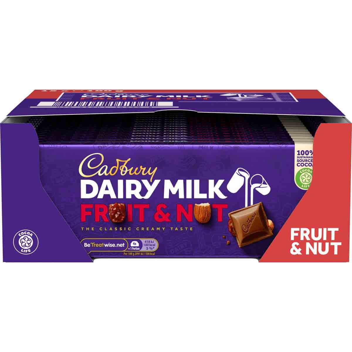 Dairy Milk Fruit & Nut Chocolate Bar 180g Box of 15