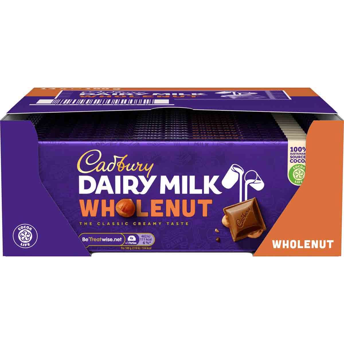 Dairy Milk Whole Nut Chocolate Bar 180g Box of 14