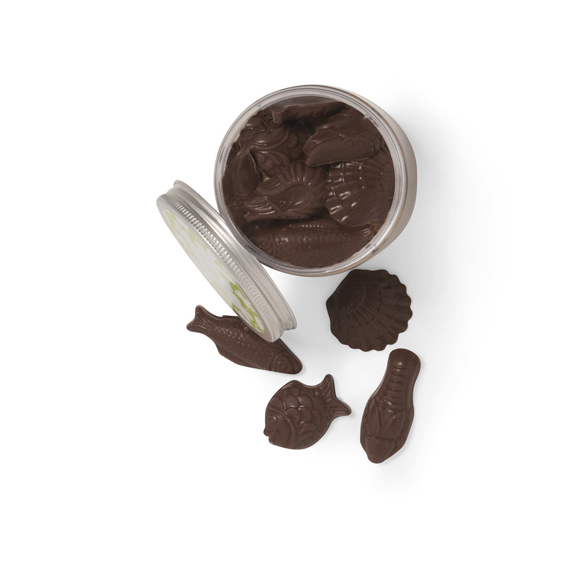 Easter chocolate, 1 jar of dark chocolate figures. High-end gourmet chocolate.