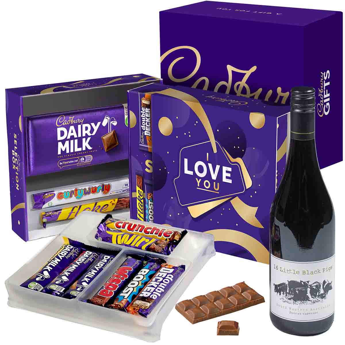Cadbury I Love You Selection Box & Red Wine Gift