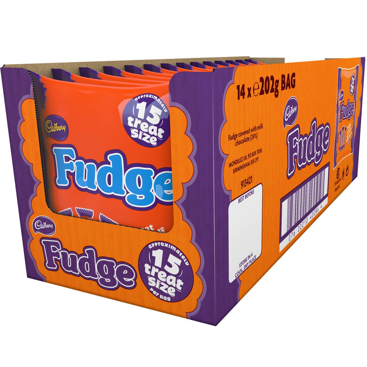 Cadbury Fudge Treatsize Bag 202g (Box of 14) - Chocolate Gifts Heaven