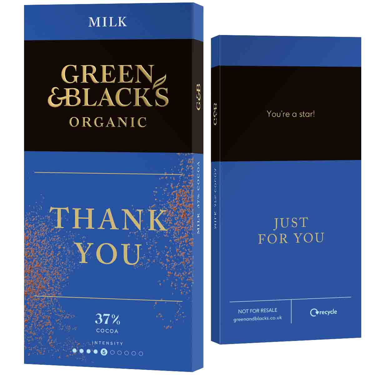 Green & Black's Thank You Milk Chocolate 90g Bar - Chocolate Gifts Heaven