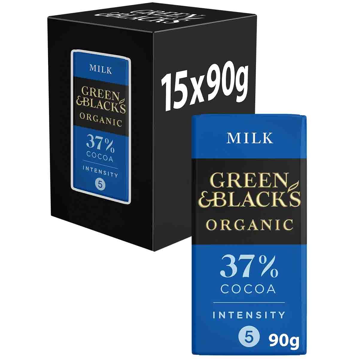 Green & Black's Organic Milk 90g Bar (Box of 15) - Chocolate Gifts Heaven