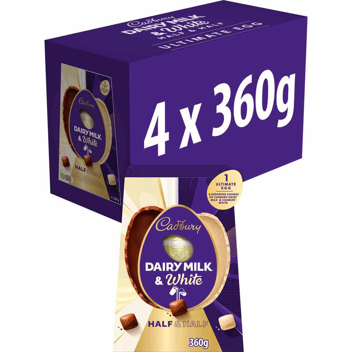 Cadbury Half & Half Ultimate Easter Egg XXL 360g (Box of 4)