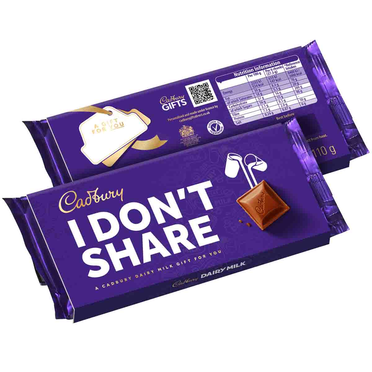 Cadbury I Dont share Dairy Milk Chocolate Bar with Sleeve 110g - Chocolate Gifts Heaven