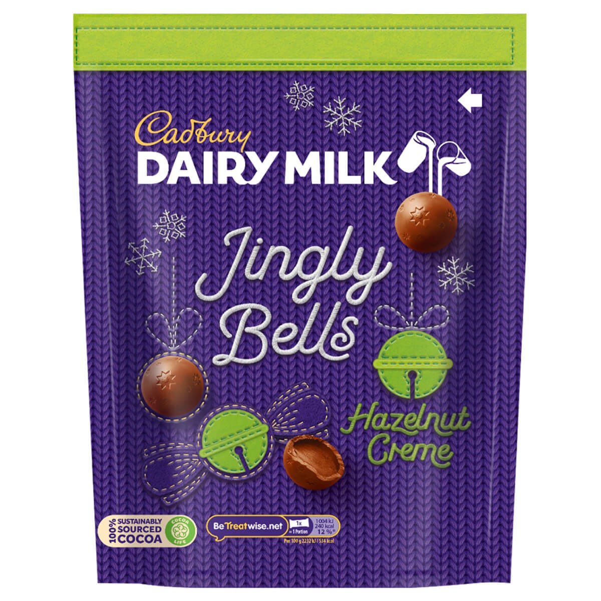Cadbury Dairy Milk Jingly Bells Hazelnut Creme Chocolate Bag (Box of... - Chocolate Gifts Heaven