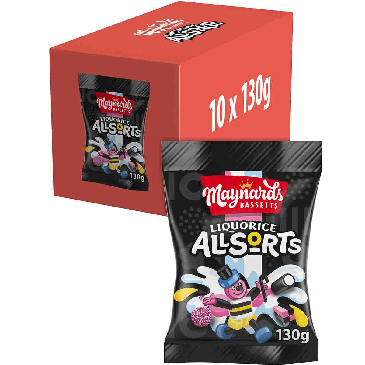 Maynards Bassetts Liquorice Allsorts Bag 130g (Box of 10)