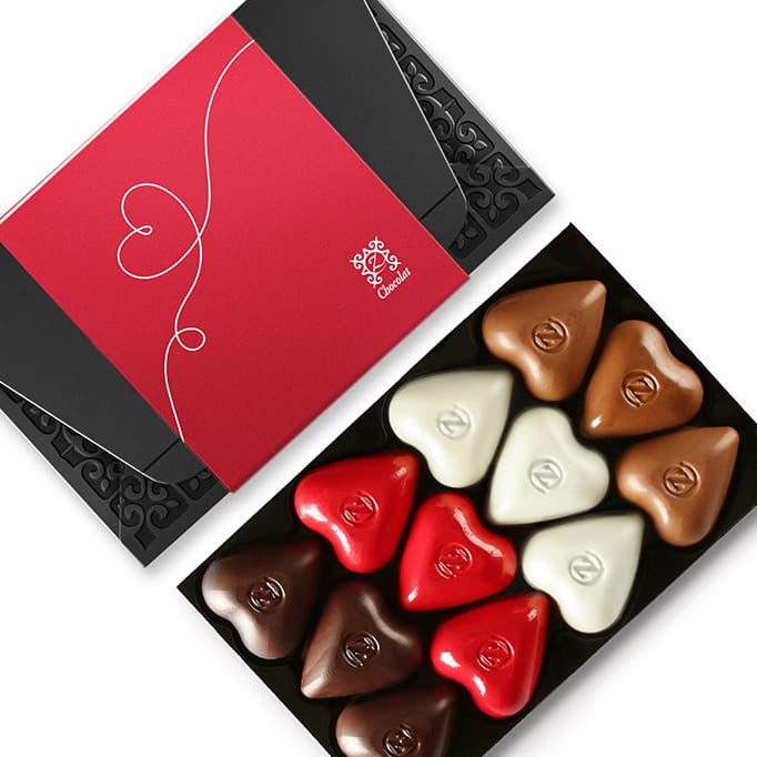 12 ROMANTIC HEARTS - Chocolate Gifts Heaven