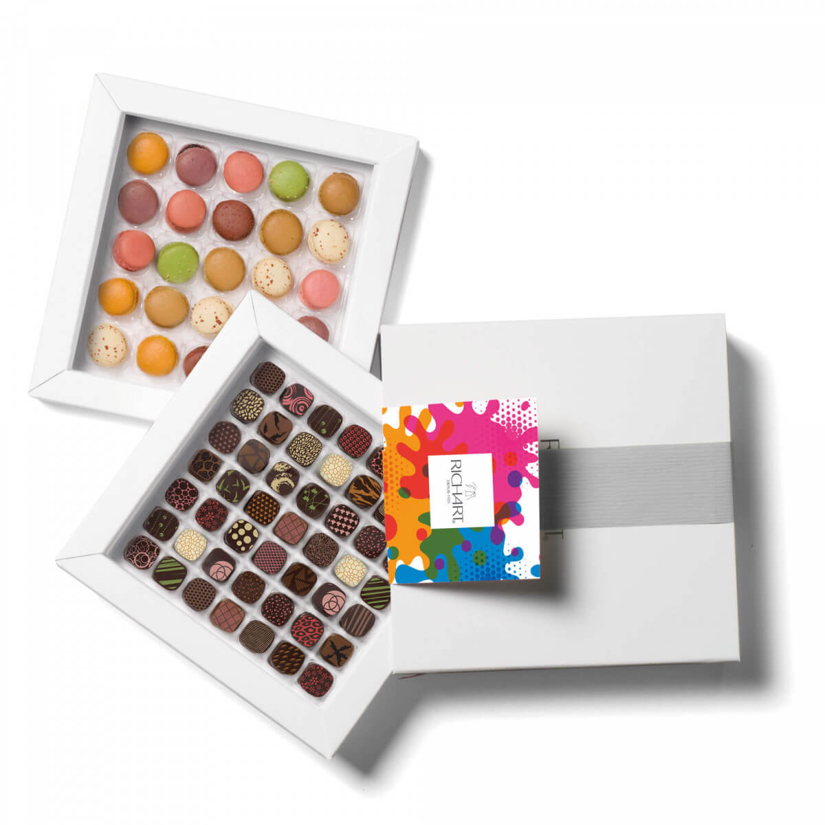 Chocolate corporate gifts Gourmet chocolates and macarons for your end of the year business gifts