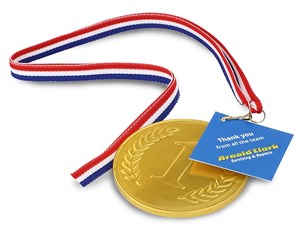 Branded chocolate medal gift tag - Chocolate Gifts Heaven