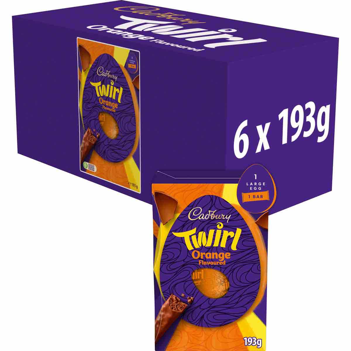 Cadbury Orange Twirl Easter Egg 193g L (Box of 6)