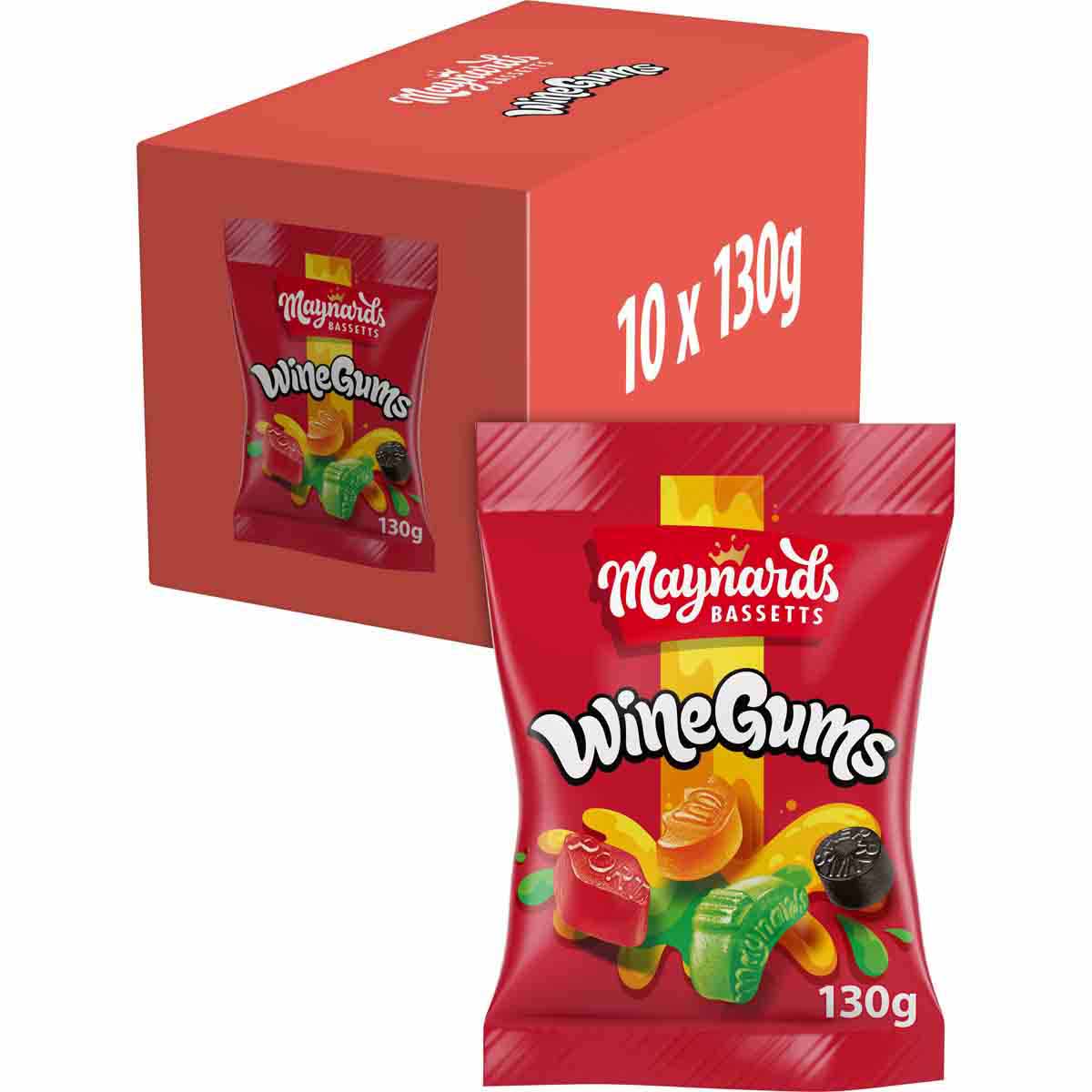 Maynards Bassetts Wine Gums 130g (Box of 10)