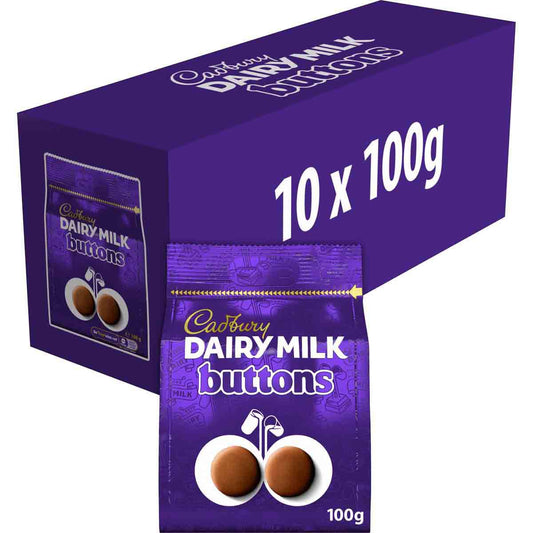 Dairy Milk Chocolate Buttons Bag 100g (Box of 10)