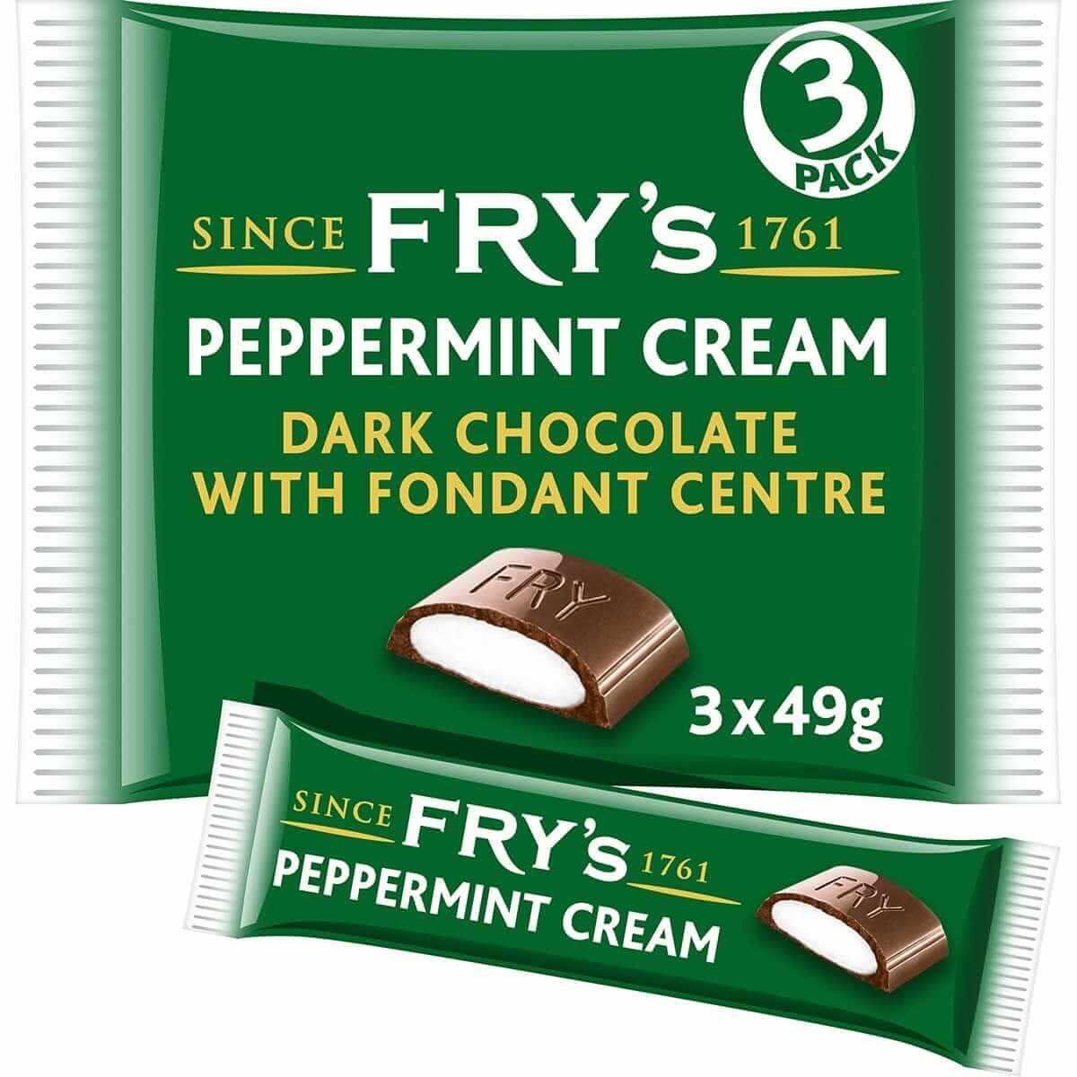 Fry's Dark Chocolate Peppermint Mint Bar 49g (Pack of 3)