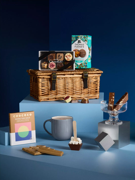 John Lewis Chocolate Wicker Hamper - Gourmet Florentines, Artisan Fudge & Hotel Chocolat Selection, Blonde Caramel, Florentines & Luxury Confections