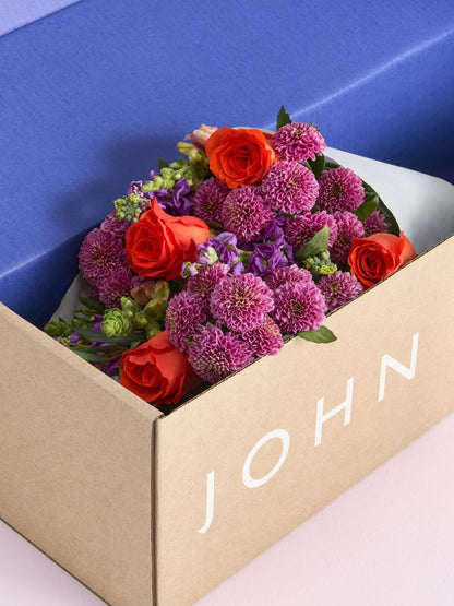 Brights & Beautiful Mixed Hand Tied Bouquet & Birthday Chocolates