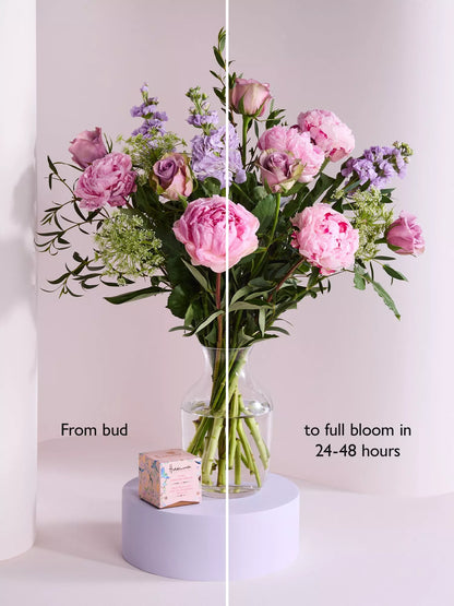 Mixed Peony Hand Tied Bouquet & Chocolates