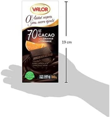 Valor Sugar Free Chocolate –  70% Dark Chocolate with Orange Pieces - Chocolate Gifts Heaven