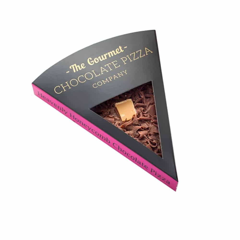 Gourmet Chocolate Pizza Slices Selection Gift Box - Three Individual Slices - Salted Caramel, Crunchy Munchy & Heavenly Honeycomb - Hamper Exclusive To Burmont's - Chocolate Gifts Heaven