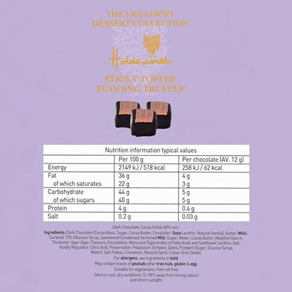 Holdsworth Chocolates - Decadent Dessert - Sticky Toffee Pudding Handmade Truffles - 110g - Chocolate Gifts Heaven