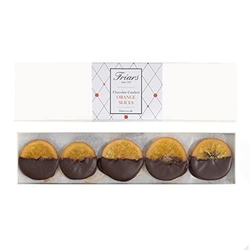 Friars 15 Chocolate Coated Orange Slices - 335G Pack | Sliced Candied Orange in Dark Belgium Choc | Premium After Dinner Treats For Special Occasions & Gifts | Suitable for Vegetarians - Chocolate Gifts Heaven