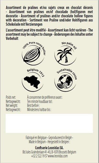 Leonidas Gianduja 24 x Pure hazelnut praline chocolates wrapped in gold foil 280g