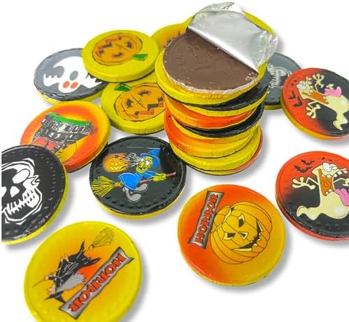 50 Milk Chocolate Halloween Themed Sweets Novelty Chocolate Coins
